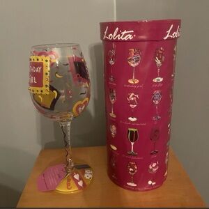Lorita The Wine Collection Birthday Girl Wine Glass 15oz NIB Handpainted